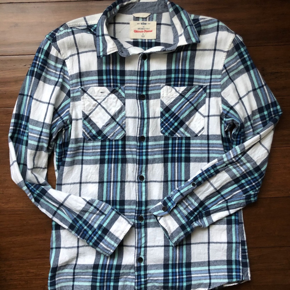 Urban Pipeline White and Blue Flannel